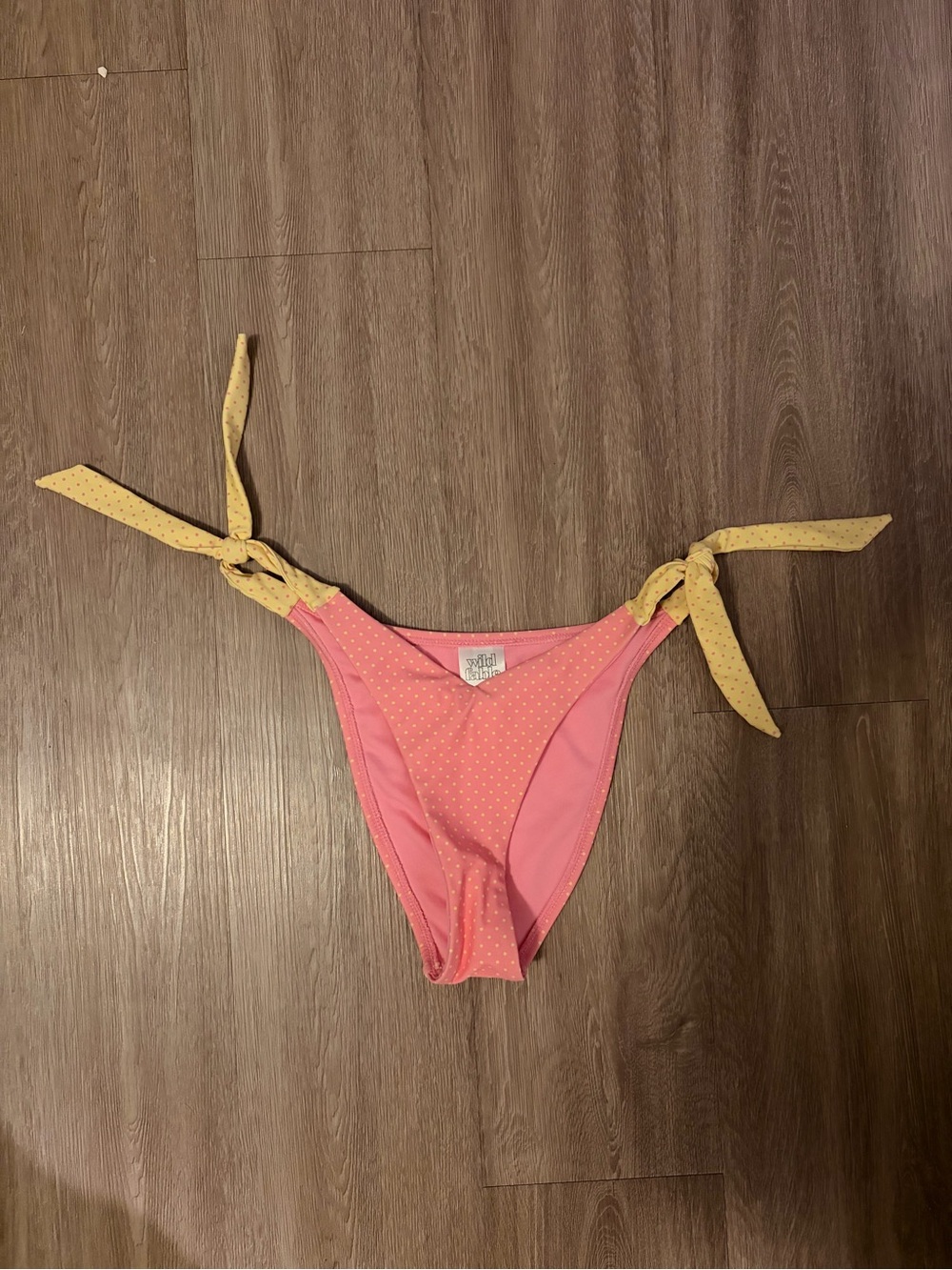 wild fable Pink Bikini Bottom with Yellow Polka Tie Sides